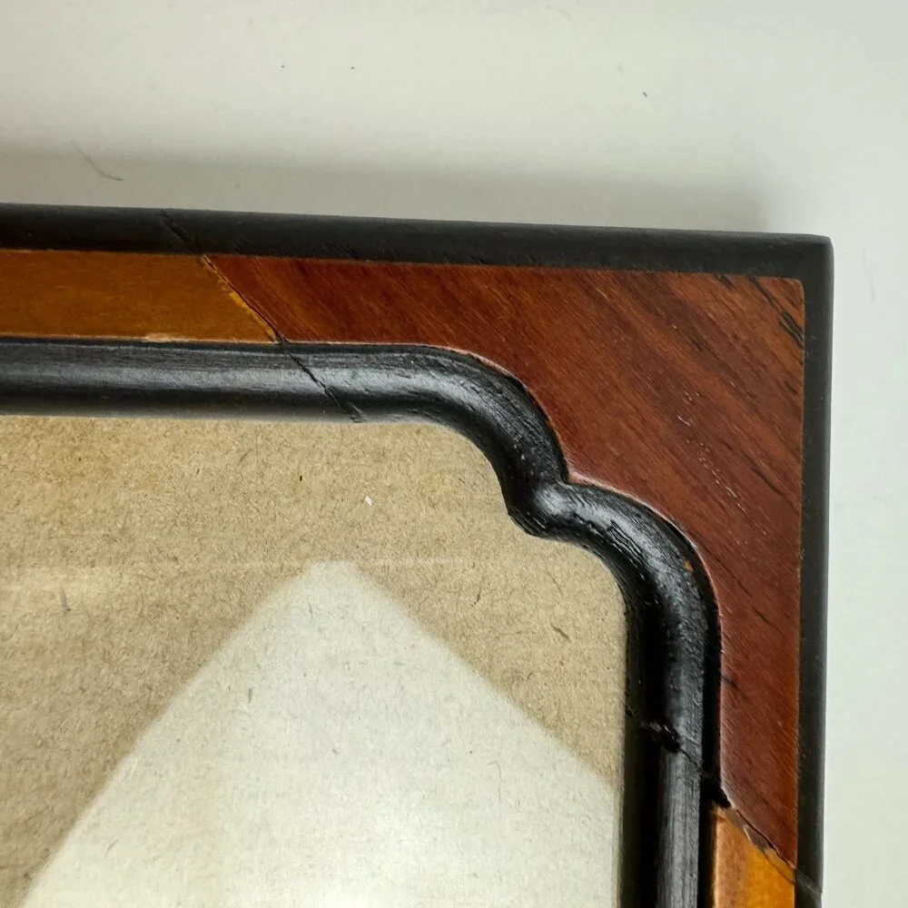 FETCO Handcrafted  Marquetry Wooden Brown Picture Frame
